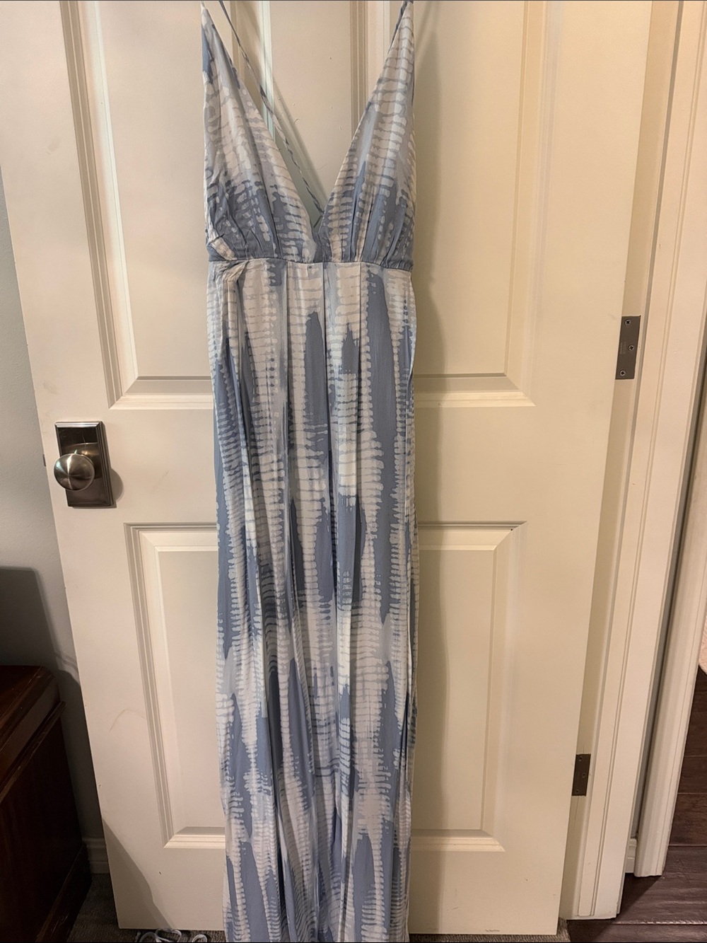 The Impeccable Pig Light Blue and White Maxi Dress